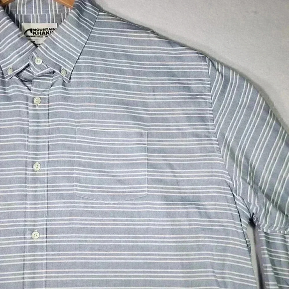 Mountain Khakis Mens Button Down Shirt XXL Blue White Stripe Long Sleeve Wyoming - Picture 4 of 16